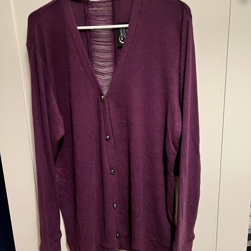 Midnight Hour skull button, shirred back cardigan